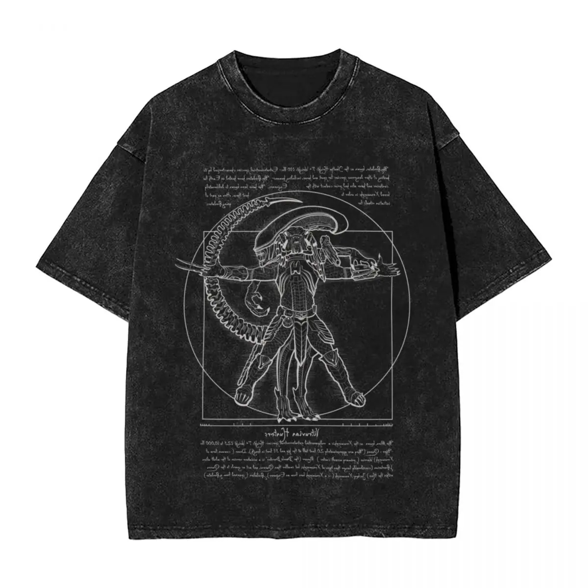 Vitruvian Hunters Negative Alien Covenant Alien Vs Predator T Shirts Washed Oversize T-Shirt Men Streetwear Printed Tops Tees