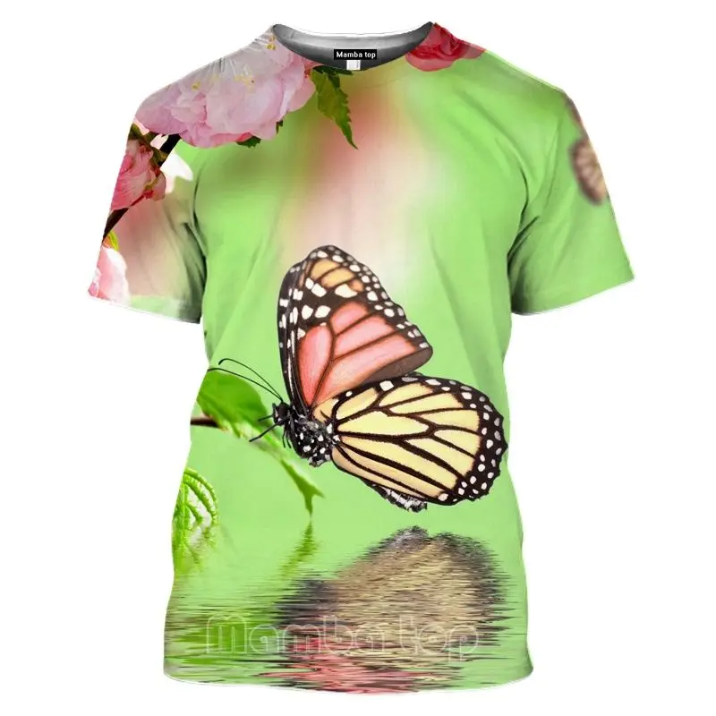 2022 Men's Women's T-Shirt 3D Printing Insect Butterfly Print Loose Summer Short Sleeve Fun T-Shirt 6XL