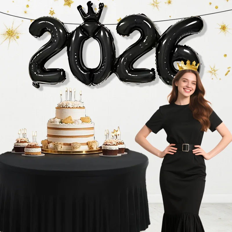 2026 لامعة تاج احباط بالون ليلة رأس السنة الاحتفال حفلة الألومنيوم فيلم زينة احتفالية الرقمية تحت عنوان حلية