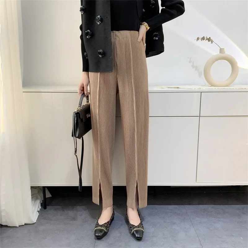 Thickened Fabric Autumn New Style Pleated Big Tooth Signature Pants for Children, Tapered Casual Commuting Small Leg Pants