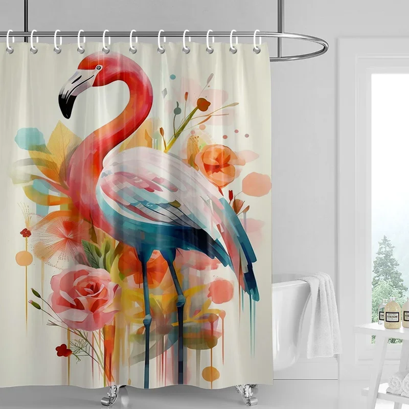 Home decoration shower curtains for bathroom waterproof curtain fabric Modern Nordic style Living Room amini flamingos nordic