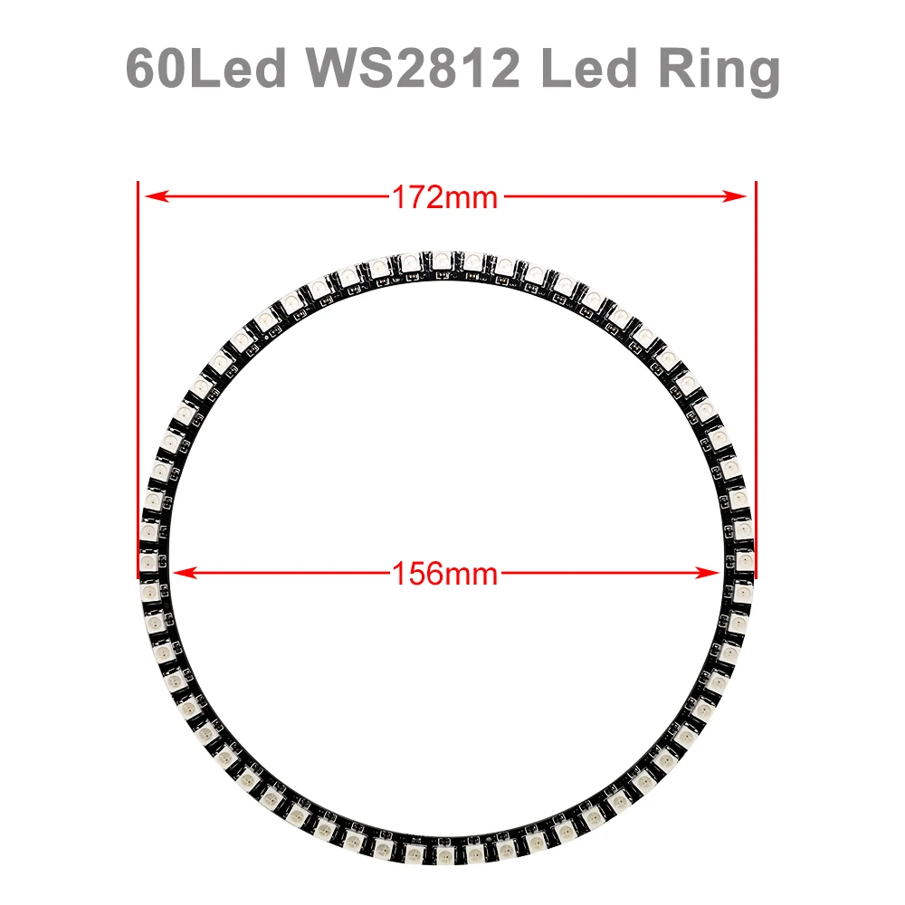 Anillo Led direccionable individual, luces redondas RGB 5050, blanco y negro, PCB 8, 16, 24, 35, 45 píxeles, 3 pines, Conexión macho y hembra, DC5V,