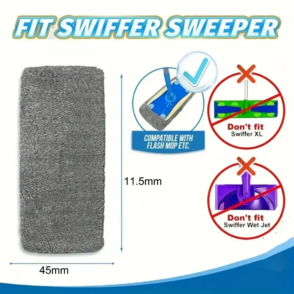 Floor Mop Pads Reusable Set for Wet and Dry Cleaning Super Absorbent Mop Accessories 4 Pieces Fits Most Mop Frames 254 by 115cm