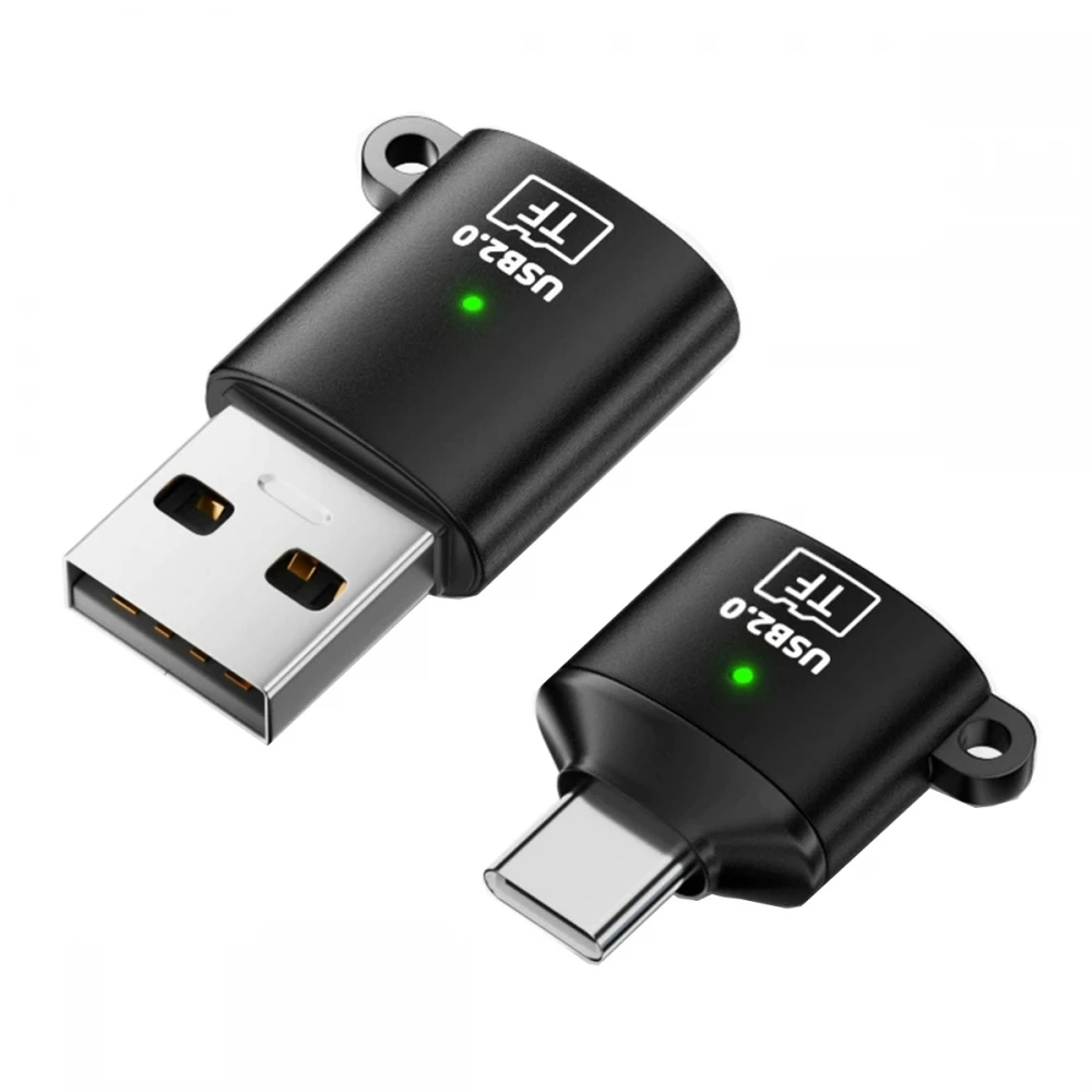 2pcs/lot USB TF Card Reader USB-C Host & USB 2.0 Type-A to TF Micro-SD T-Flash Card Reader OTG Adapter for Laptop Tablet Phone