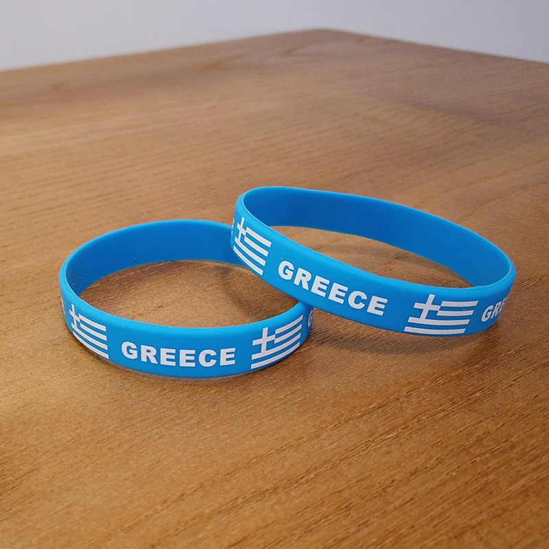 2pcs Greece National Flag Wristbands Sports Silicone Bracelet Men Women Rubber Band Patriotic Commemorative Fashion Accessory