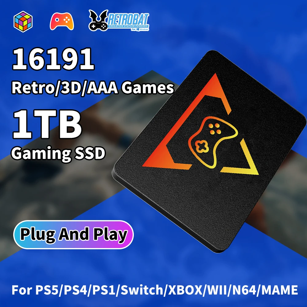 

Playzone 1T Gaming SSD With 16191 Retro/AAA Games Game Console For PS5/PS4/PS1/Switch/XBOX/WII/SNES/N64 Game SSD For Windows PC
