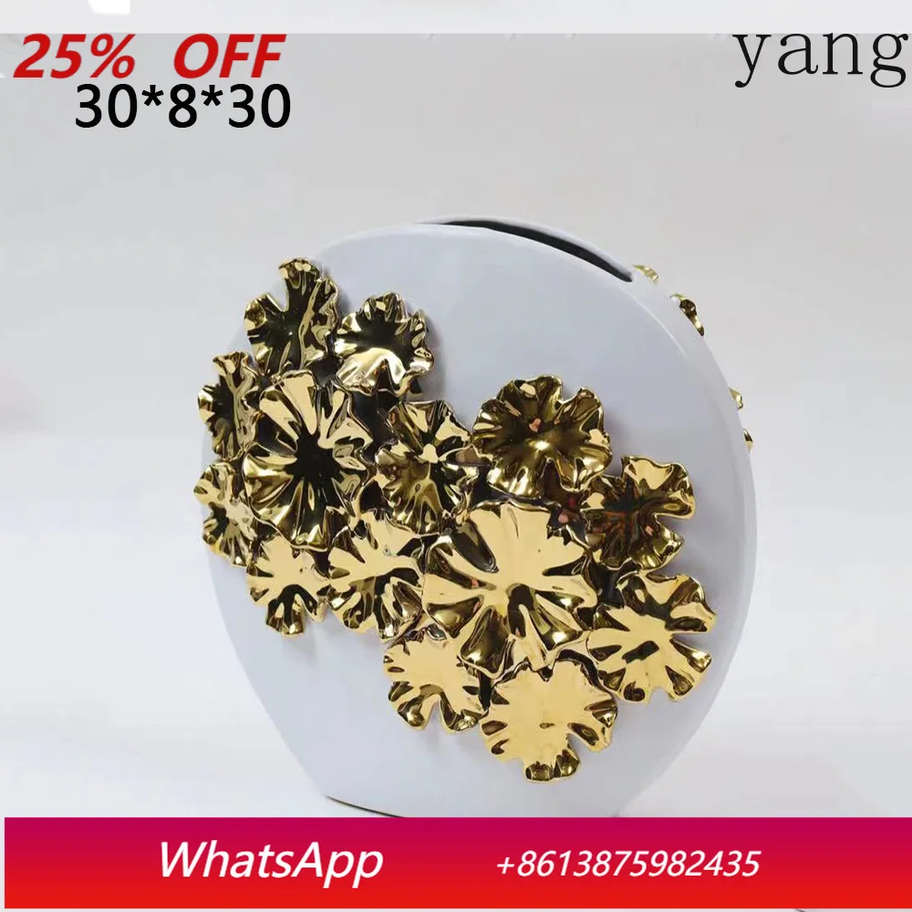 

CX light luxury electroplated gold and silver ceramic vase handicrafts