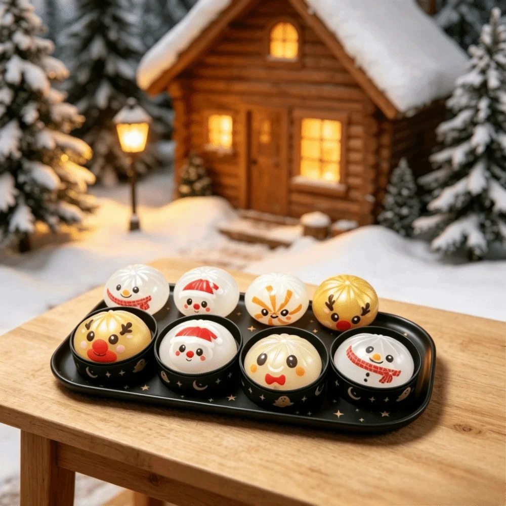 Steamed Bun Shape Christmas Dumpling Squishy Snowman Shape Christmas Steamed Bun Squishy New Year Santa Claus Reduce Pressure