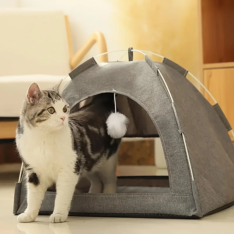 Portable Cat Tent House Removable Cat Bed Summer Pet Cat Dog Deep Sleeping Teepee Cozy Camping Pet Sun Shelter Kitten Supplies