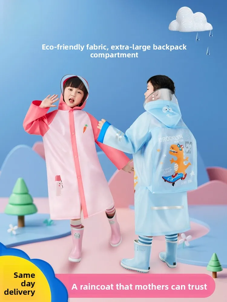 

Children's Full-Body Raincoat School orm Sle Boys And Girls Rain Poncho with Bapa Position Durable Waterproof EVA M...