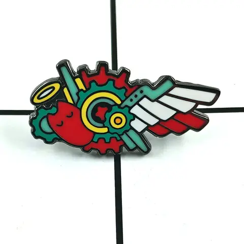 SK8 The Infinity Same Pattern Brooch Gear Mechanical Wings Heart Badge Anime Character Skateboard Element Peripheral Metal Pin