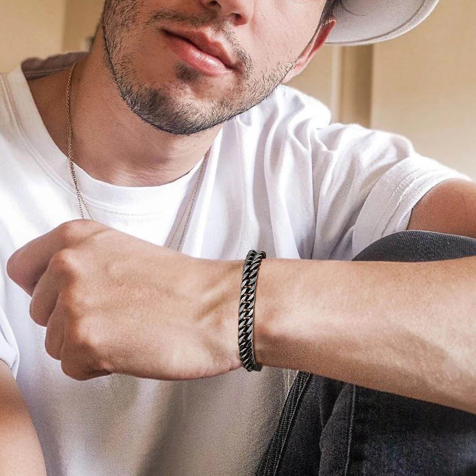 Vnox 8 مللي متر/12 مللي متر جريئة الثقيلة الفولاذ المقاوم للصدأ الكوبية أساور للرجال الأولاد ، سوار معصم معدني مؤكسد ، فاسق الصخور سلسلة سوار مجوهرات #3