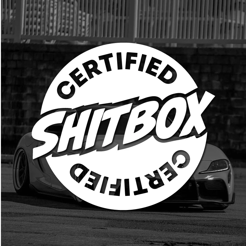 “SHITBOX CERTIFIED”stickers,Durable & Weather-Resistant Vehicle Accessory,Perfect for Adding a Touch of Humor to Your Car!