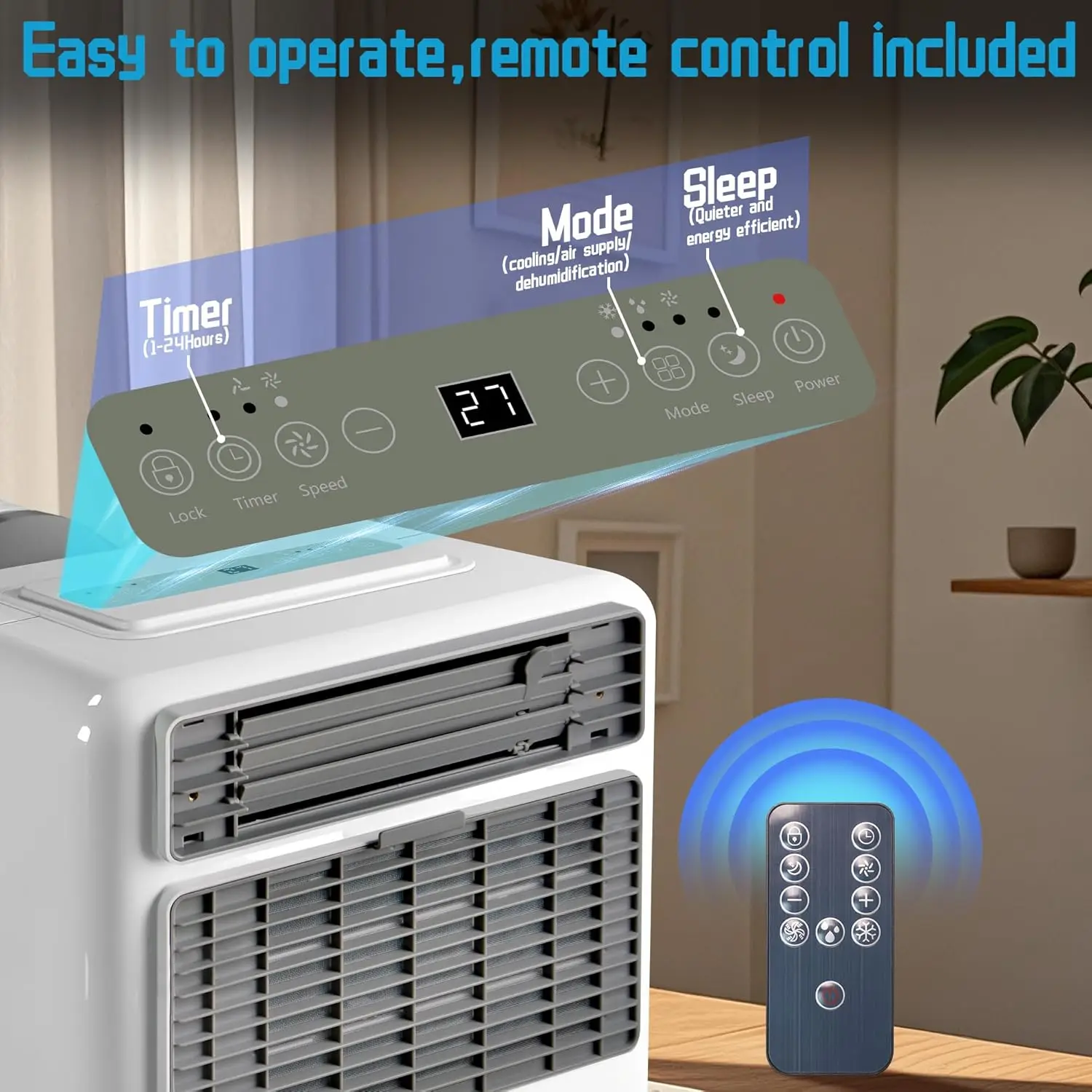 キャンプ用ポータブルエアコン、3300BTU、436W ACユニット、急速冷却、最低温度60度まで ° F、テント、3つの冷却モード、24時間タイマー（グレー）