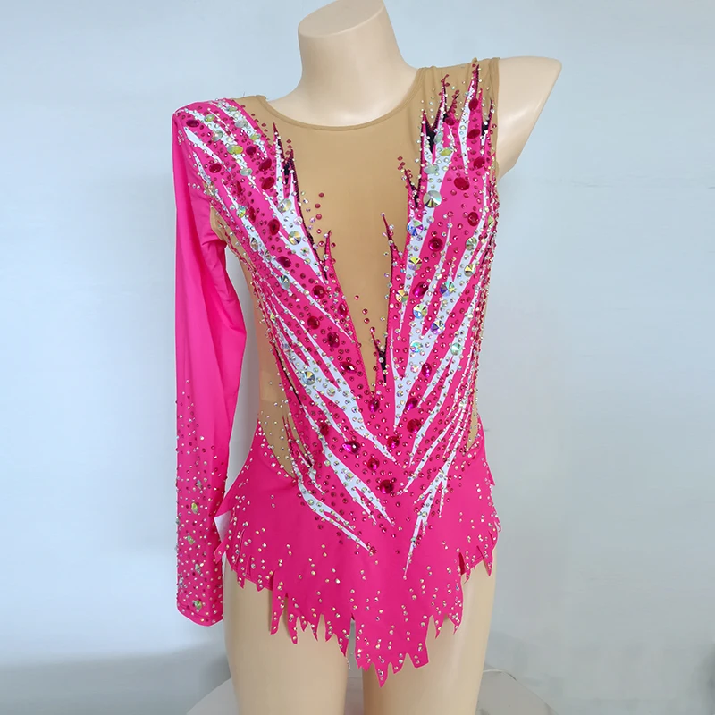 

LIUHUO ритмический гимнастический купальник для акробатических представлений костюмы розового цвета для детей и взрослых на заказ