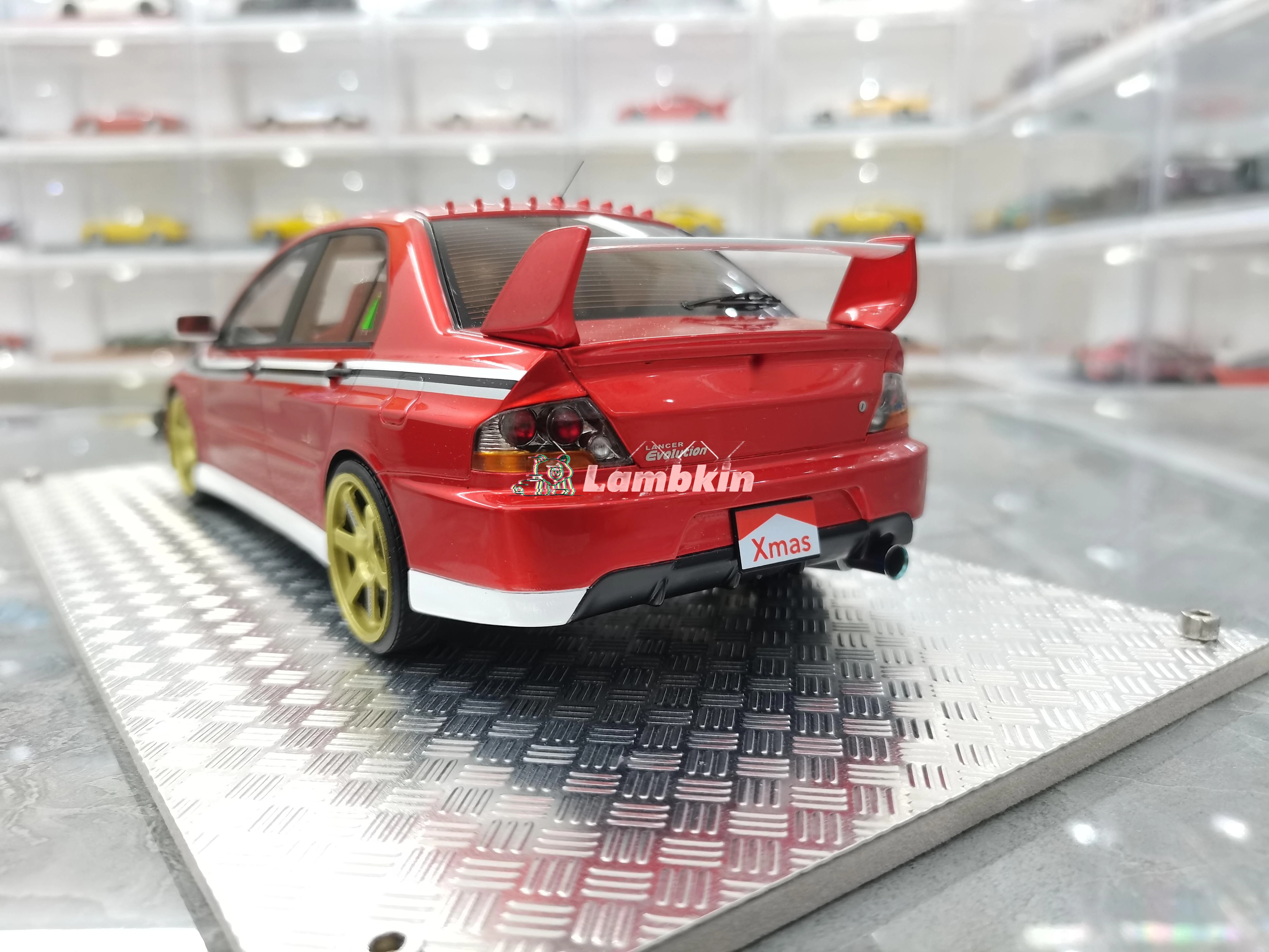 AGU 1:18 For Mitsubishi EVO 9th generation Christmas limited edition simulation resin car model gifts