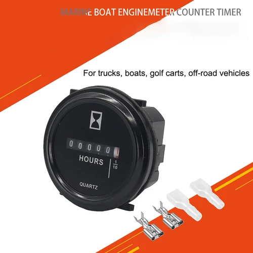 Contador horario Digital DC 12v 24v 36v, temporizador de cuarzo para motor de barco marino, medidor redondo impermeable de 2 "", motocicletas, coches y camiones