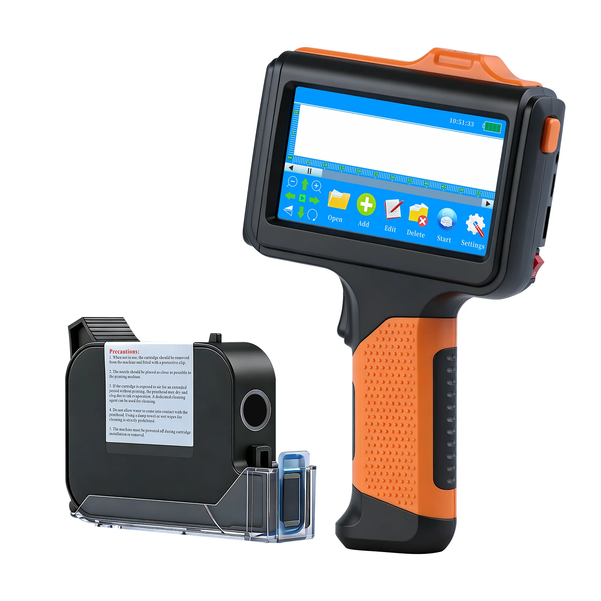 DTFINOVA12.7mm Handheld Inkjet Printer, Quick-Drying Ink, Portable Date Coder for QR Code, Barcode, Logo, Expiry Date Printing