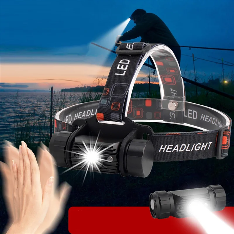 H-W Led المصباح القابل لإعادة الشحن، مستشعر الحركة قابل للتعديل عقال المصباح للبالغين في الهواء الطلق التخييم الجري ركوب الخيل سهلة التركيب