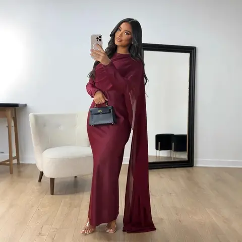 Höst/vinter 2024 Chiffong Aftonklänning Dam Gränsöverskridande E-handel Amazon Independent Station Ebay Mellanöstern Omslagsklänning 6 best sales Amazon aftonklänningar - №2