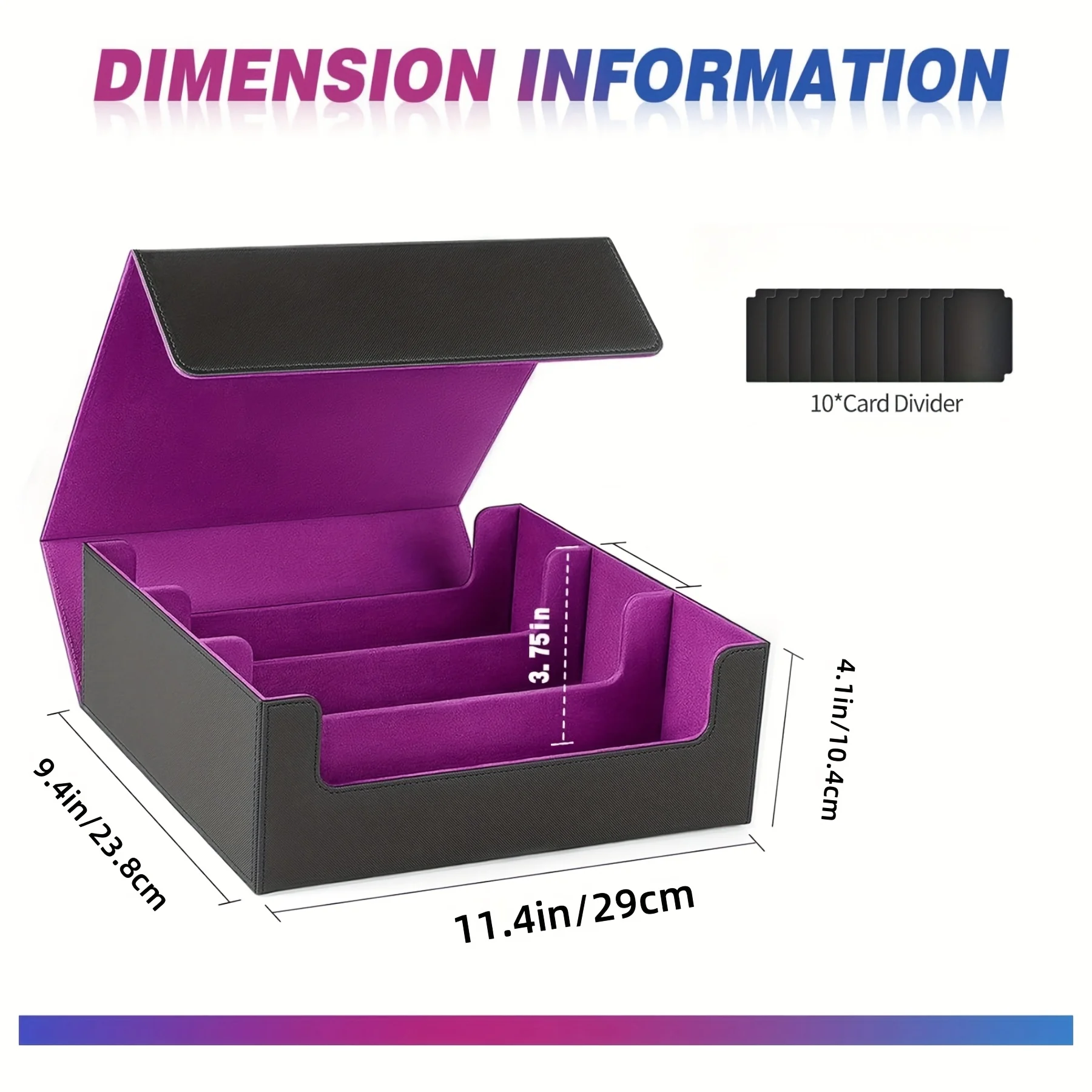 กล่องใส่การ์ดสะสม 1800+ ใบ สำหรับการ์ดเทรดดิ้ง ทำจากหนัง PU ปิดด้วยแม่เหล็ก พร้อมตัวแบ่งการ์ด 10 ชิ้น