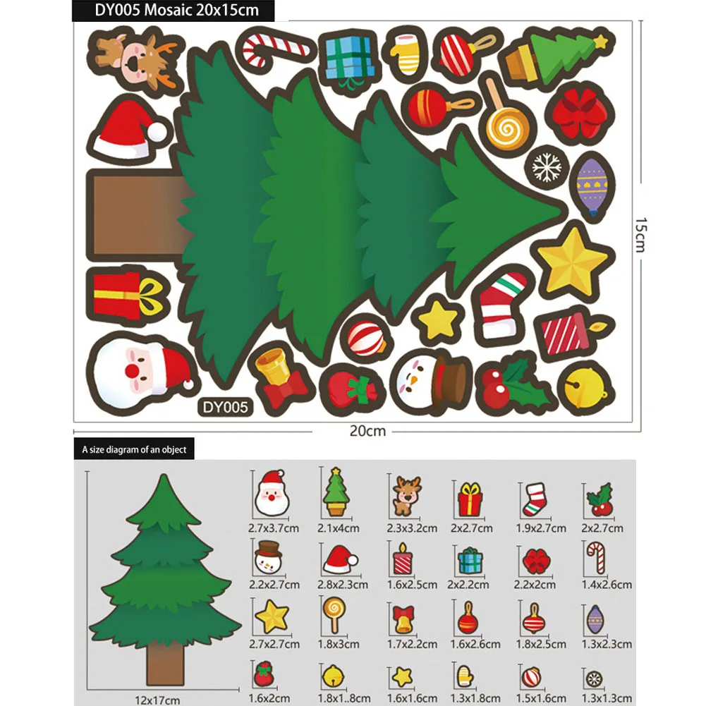 عيد الميلاد ملصقات زجاجية ذاتية الصنع 15*20 سنتيمتر للأطفال الكرتون مناسبة للالتصاق على الأماكن الناعمة مثل Windo Ws #5