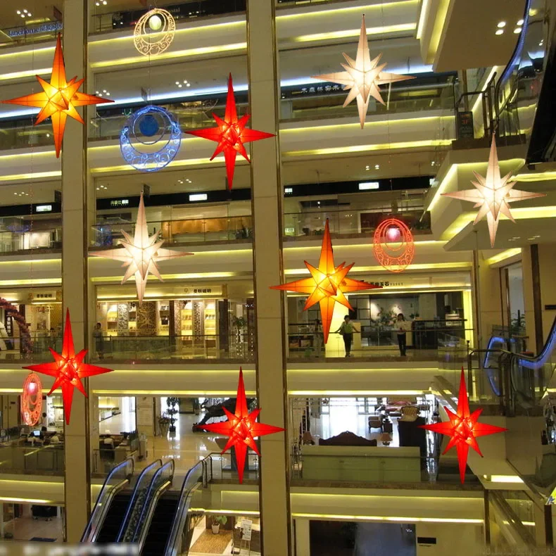 1 meter Christmas golden explosion star decoration atrium pendant large shopping mall shop Christmas decorations