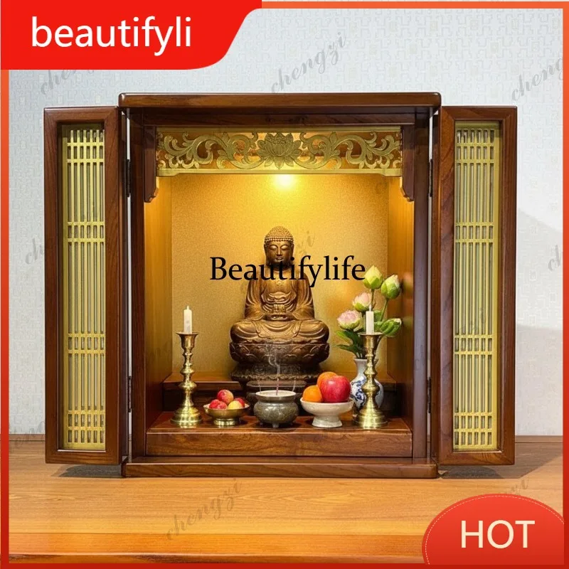 A139 Solid wood Buddhist niche cabinet with door, table ornament, Buddhist cabinet, table, shrine cabinet, incense case shrine