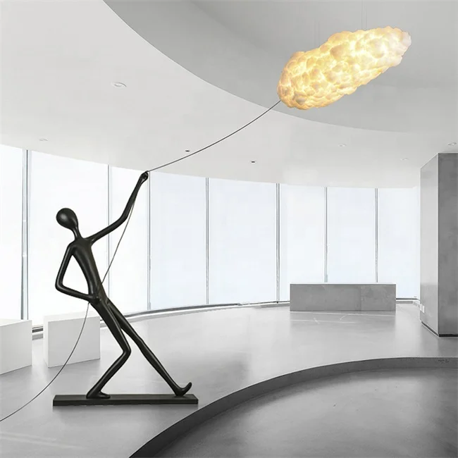 Creative Cloud Lamp Lu-xury Art Fiberglass Floor Light Human Sculpture for Office or Hotel Elegant Ornaments
