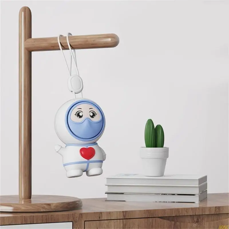

A0NC Портативный поклонник поклонника USB Mini Mini Fan Mini Mini милый фанат Lanyard 3600-градусный мультфильм ручной ручной