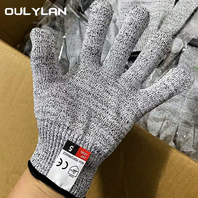 Grade 5 HPPE Cut Resistant Gloves Kitchen HPPE Gardeners Anti Scratch Glass Cutting Carving Safety Gloves Protective Hands