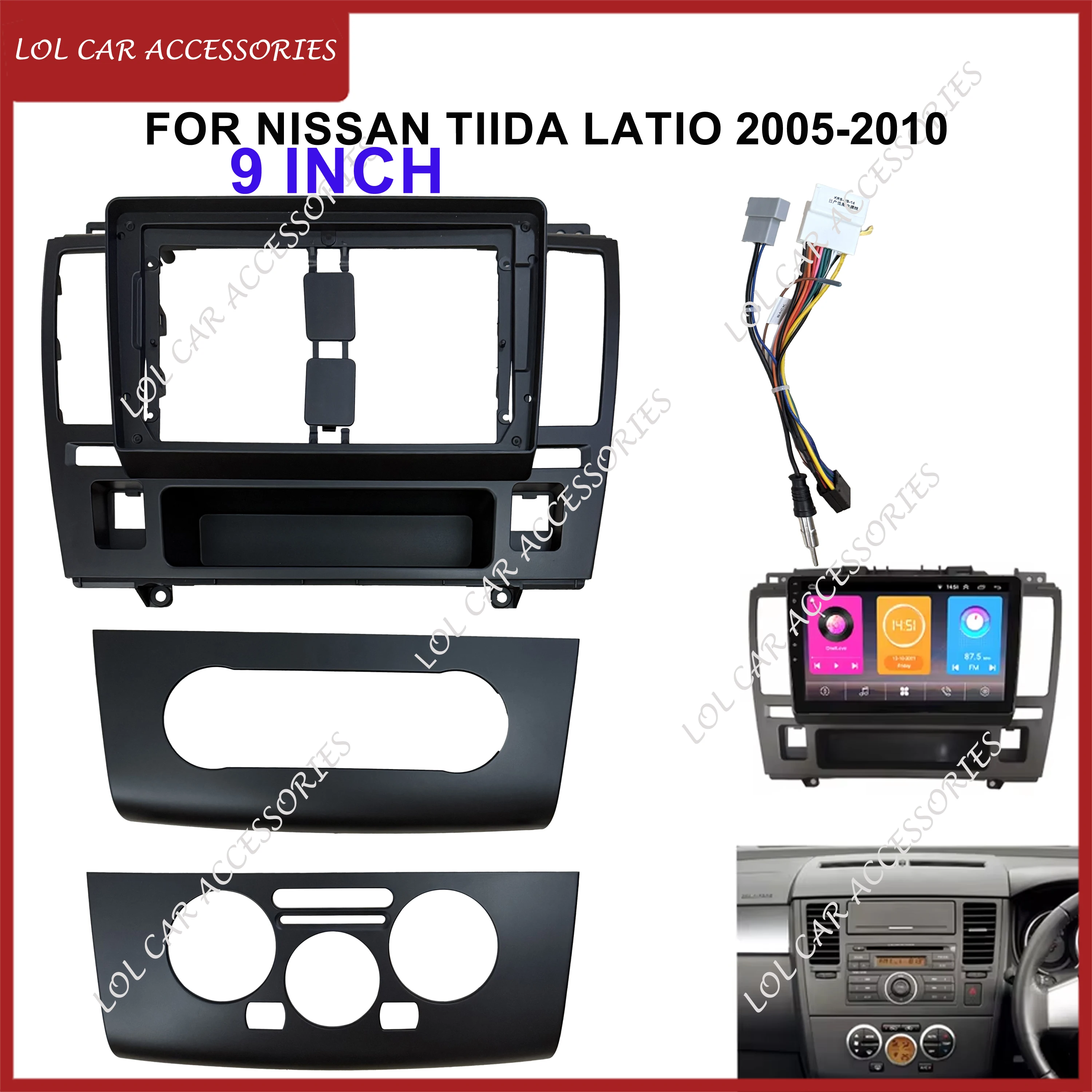 

9 Inch Car Radio Fascias For Nissan Tiida Latio 2005-2010 Stereo DVD GPS MP5 Android Player 2 Din Dashboard Panel Frame Trim Kit