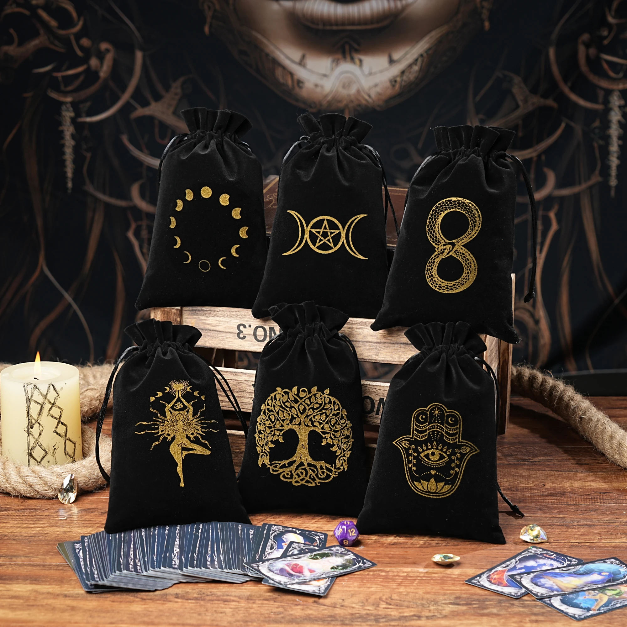 1pc Velvet Tarot Cards Storage Bag,Dice Bag,Jewelry Coin Makeup Pouch,Great for Holding Healing Crystals,Witchcraft Supplies