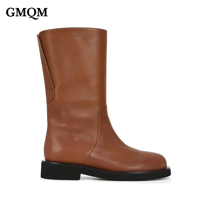 Gmqm neue Winter 2023 Mode Damen Stiefeletten warmes Fell Chelsea Stiefel Slip-On Vintage-Stil kurze Mid-Calf Stiefel Wanderschuhe