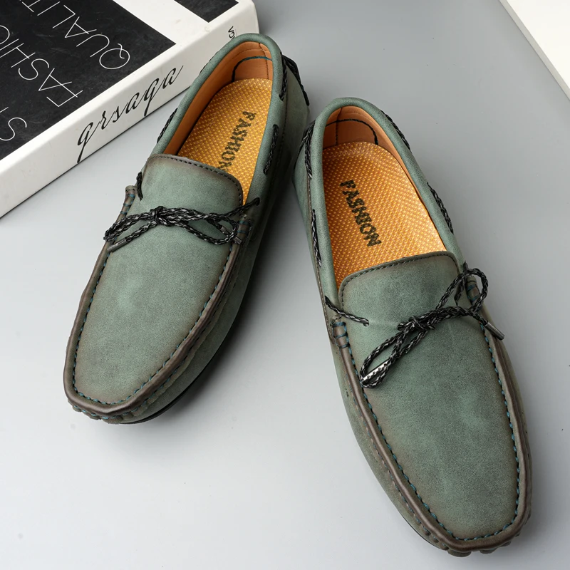 

Повседневные повседневные модные мужские полуботинки, удобные кожаные лоферы на мягкой подошве, мокасины без шнуровки на плоской подошве, мужские кроссовки для вождения