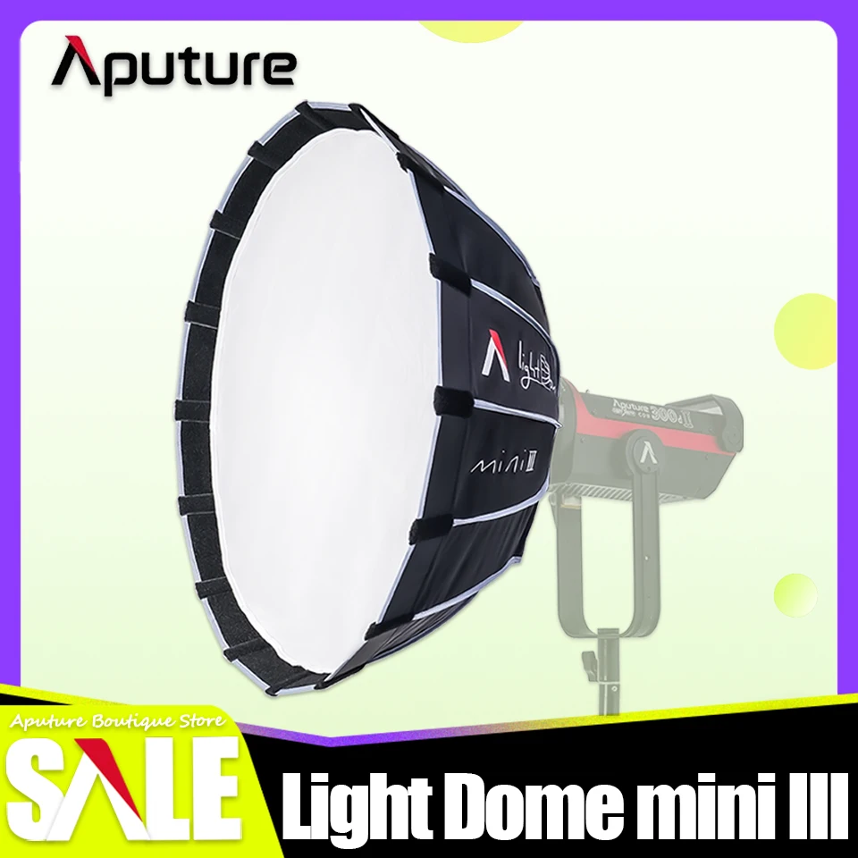 Aputure Light Dome Mini III Softbox with Bowens Mount for LS 300d II Video Light Modifier Studio Photography 55.8x26.5x12cm