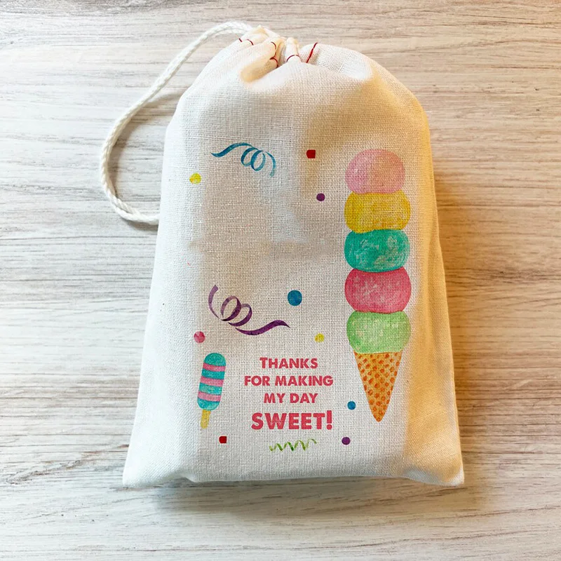 5pcs Ice cream sweet Gift Bags boy or girl summer baby shower 1st 2nd 3rd 4th birthday Party decoration thank you welcome Favor