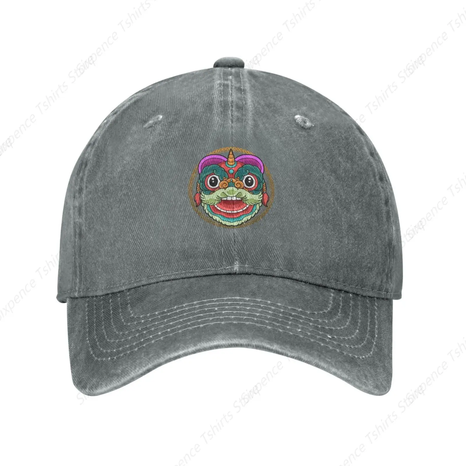 Lion Dance Head Chinese New Year Baseball Cap for Men Women Vintage Trucker Hat Golf Hats Dad Hat