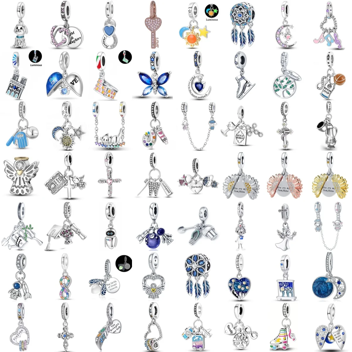 

2026 Exquisite Jewelry Women's Charms Cross Dog Beads 925 Silver Original DIY Bracelet Gift Dream catcher Star Moon Sun Pendant