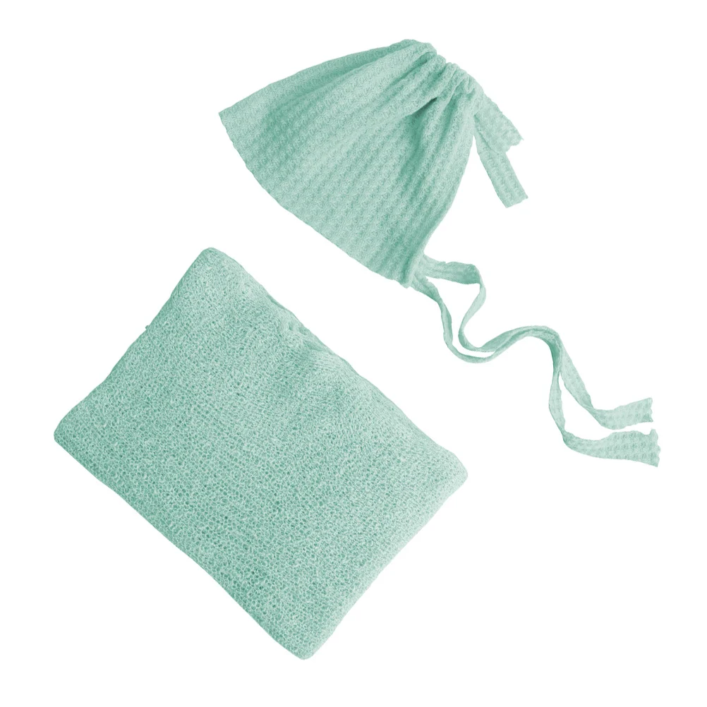

1Set Baby Photography Prop Newborn Elastic Hat and Swaddle Wrap Soft Comfortable Blanket Infant Photo Wrap for Newborns
