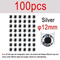100 piezas de plata de 12 mm