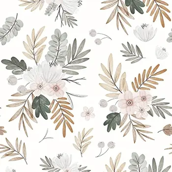 Auto-adesivo Boho Floral Wallpaper, Casca e vara, Flores de aquarela, Papel de contato removível para parede, Decoração
