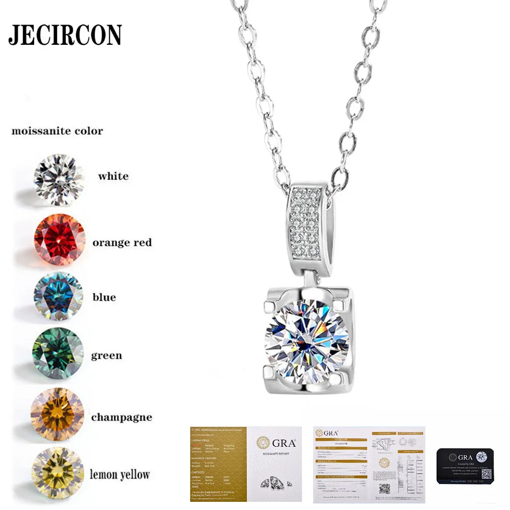 

JECIRCON Classic Moissanite Necklace for Women 925 Sterling Silver Micro-paved Bull Head Pendant Clavicle Chain Fine Jewelry