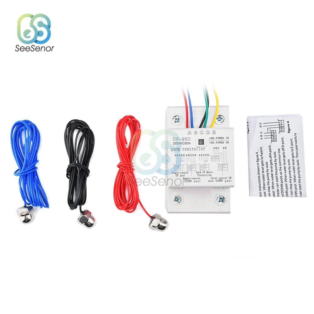Imagem -06 - Interruptor Automático de Controlador de Nível de Água Tanque de Água Sensor de Detecção de Nível Líquido Controlador de Bomba Df-96d Df-96dk 20a 220v