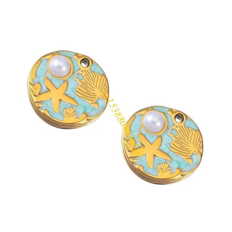 Sea Inspire Leaf Charm مجوهرات من الفولاذ المقاوم للصدأ صنع 2 قطعة 066C