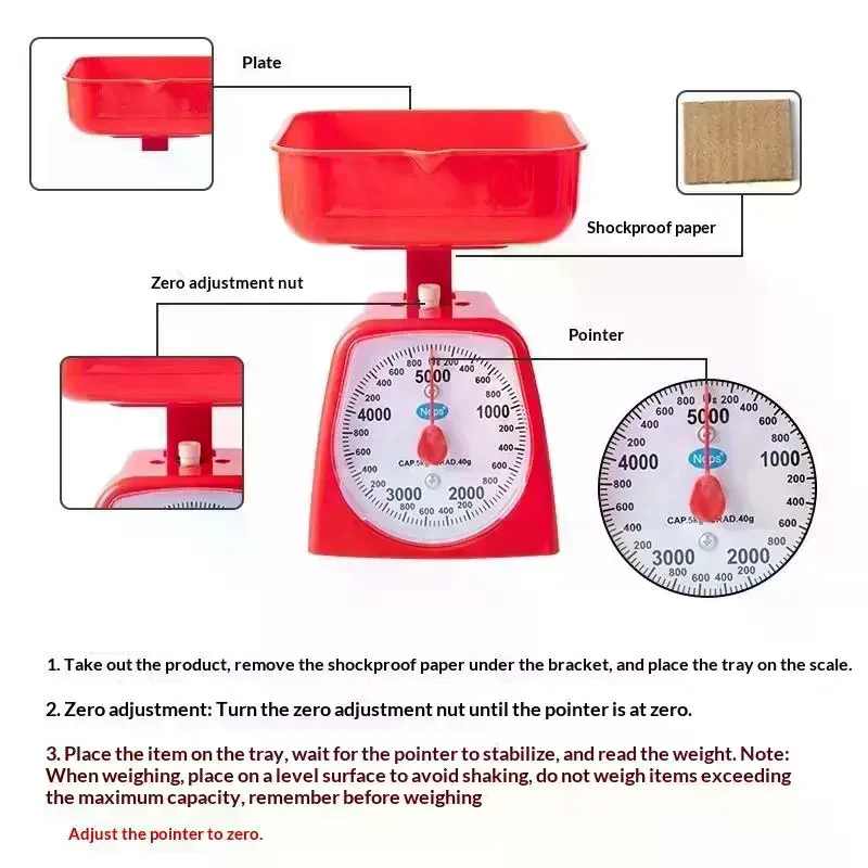 Analog Food Weighing Scale High Accuracy Large Clear Dial For Home Kitchen Bakery School Teaching Mechanical