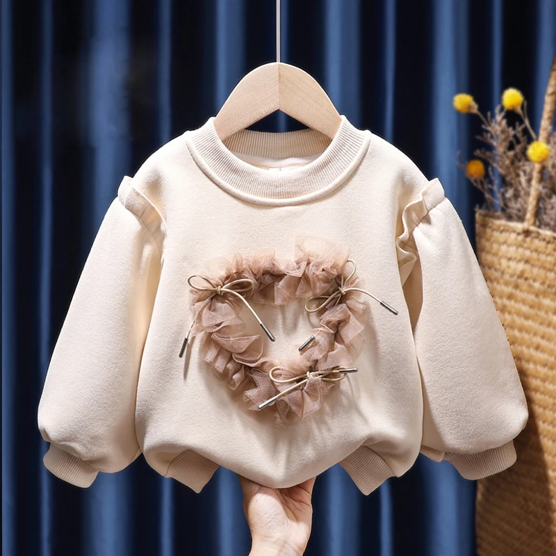 Autumn Winter Jacket Thin Fleece Warm 0-6 Year Old Korean Girls Fashion Flower Leisure Sports Wear Coat Top 2023 New Child Wear