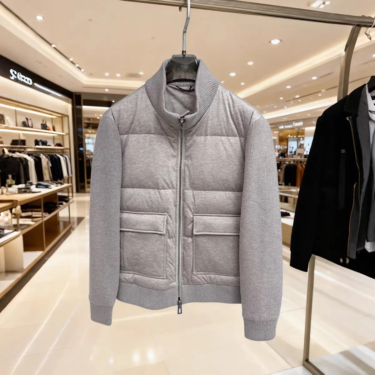 

Мужская пуховая куртка Old Money Sle, осень-зима 202, шерстяная вязаная одежда с воротником-стойкой и застежкой-молнией 90, белая верхняя одежда на пуху Du