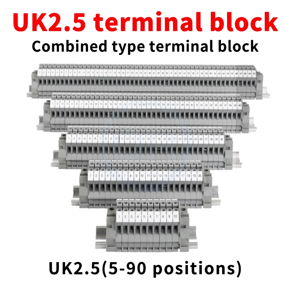 (1 pcs) UK2.5B voltage terminal block 2.5MM square rail-mounted combined quick terminal block UK