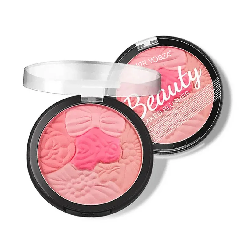 5 Flower Embossed 5 Tones Blush for Highlight Bronzer Face and Blusher Shimmer Makeup